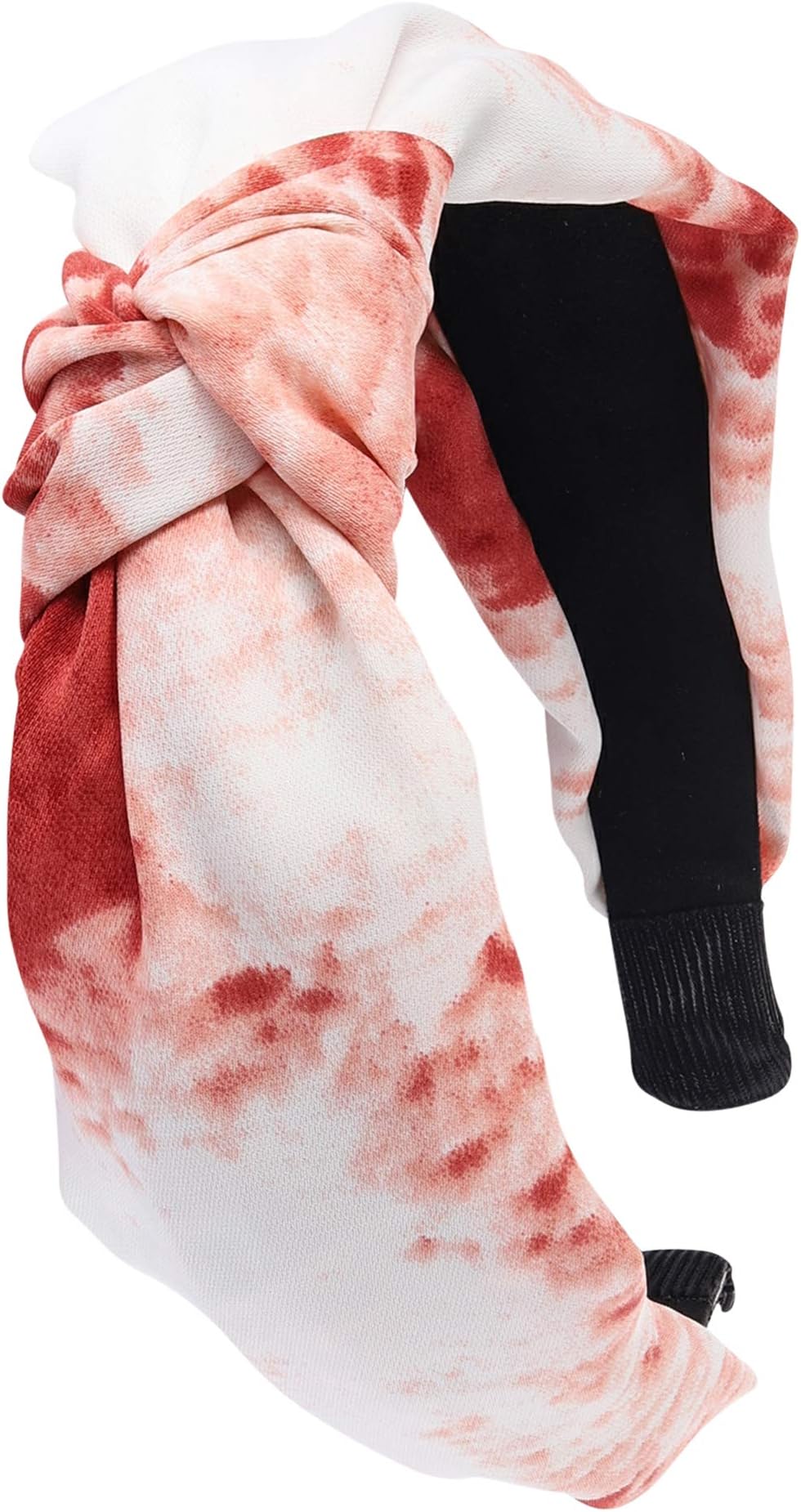 SOMEWHERE HAUTE Ladies Fabric Tie Dye Trendy Top-knot Headband Fashion Hair Accessory (Red Tie-dye)