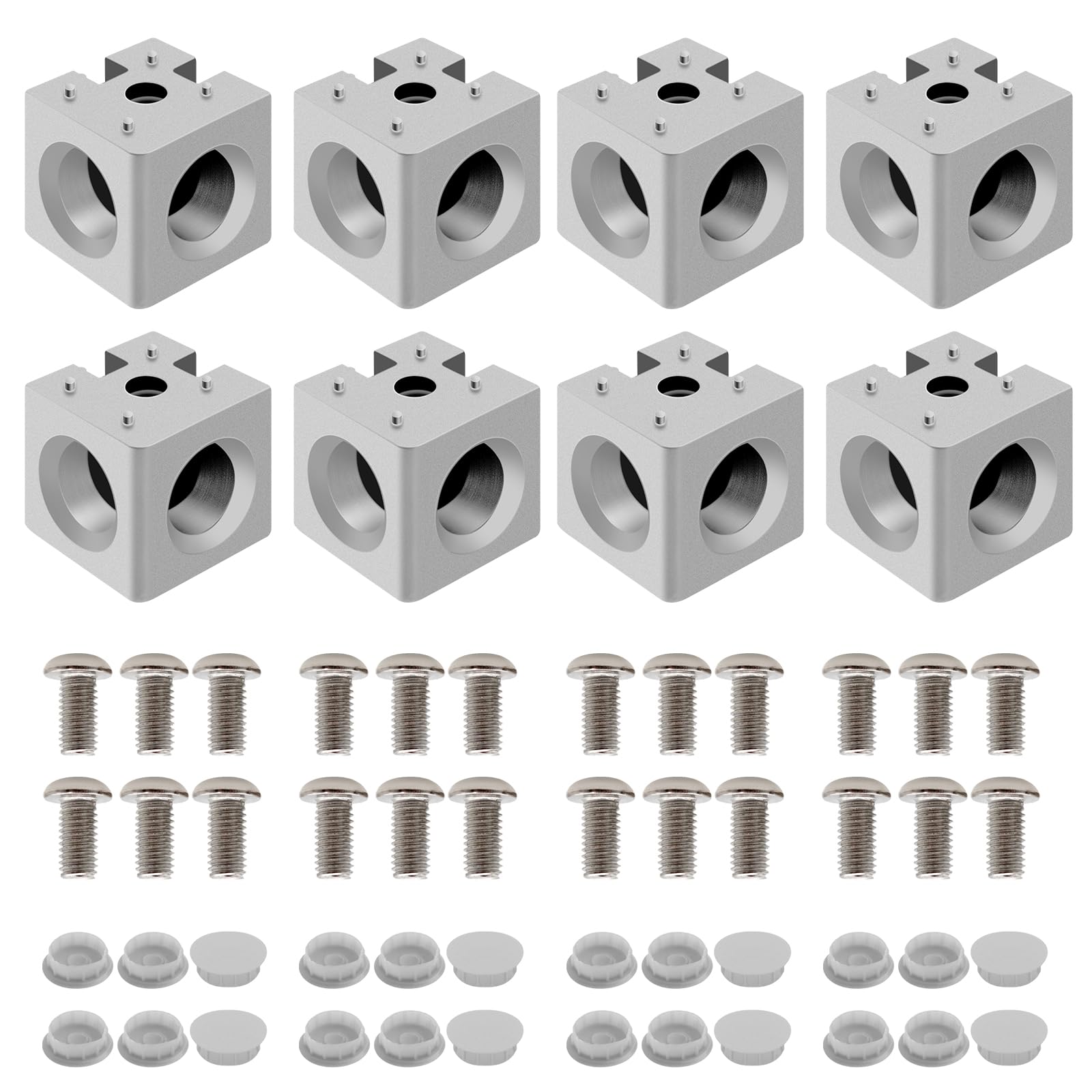 Photo 1 of Seekliny 8pcs 3030 3-Way Corner Cube 3030 Extrusion Hardware T-Slot V-Slot Accessories with Screws and Nuts for 3030 Aluminum Extrusion Connector 3D Printer Accessories Silver