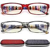 RaoOG Reading Glasses for Women 1.5,Blue Light Blocking Computer Readers with Spring Hinge,Colorful Frame Fashion Eyeglasses