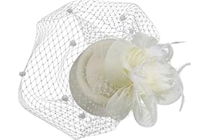 COSFAN Women's Fascinators Hat,Veil Feather Hair Clip,Vintage Flower Mesh Headband for Wedding Cocktail Tea Party Evening Par