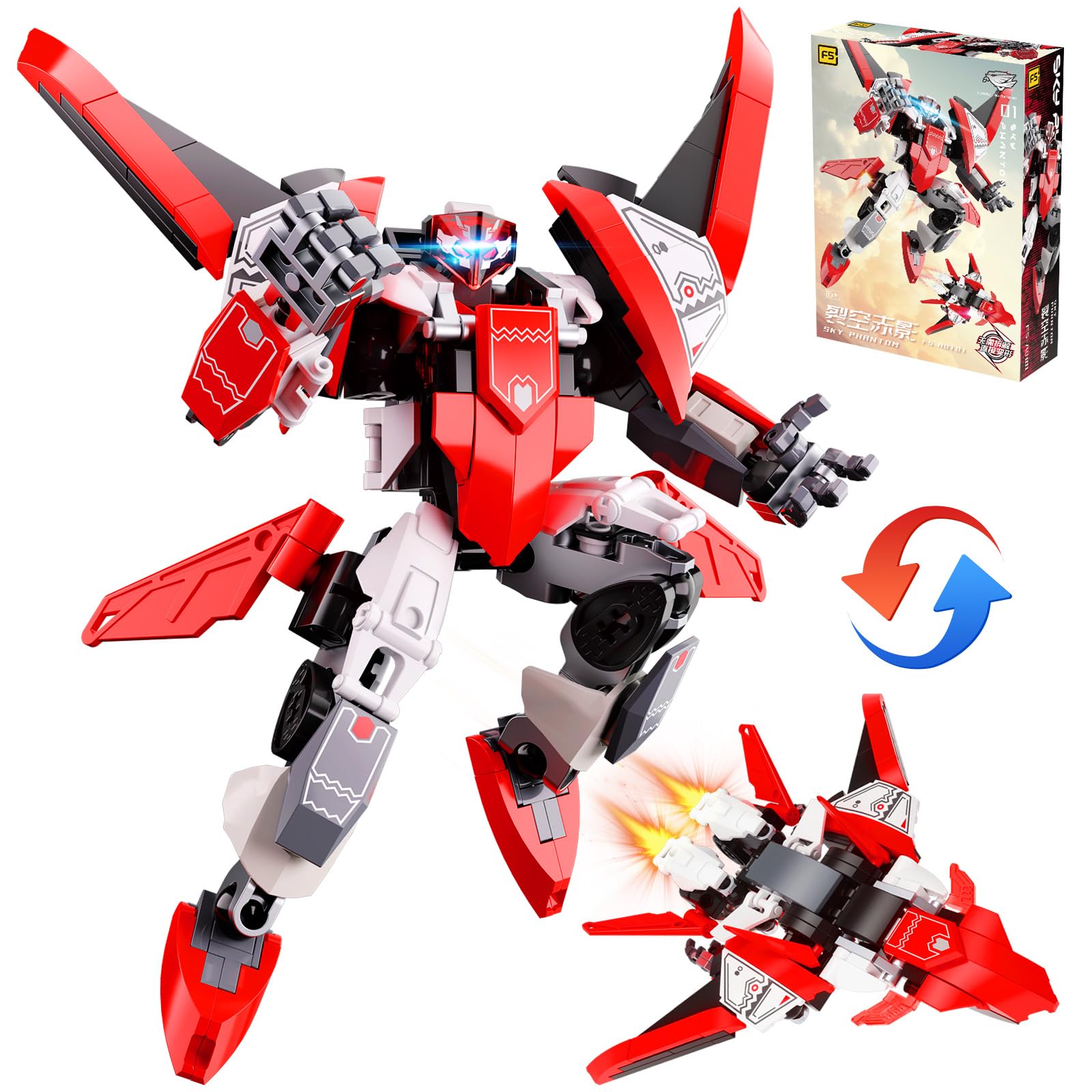 Photo 1 of **FACTORY SEALED** Ubrixmen 2 in 1 Transforming Mech Robot Building Sets, Mecha Robot City Toy Converts to Fighter Jet, for Adults Kids Boys Ages 6+(Red)
