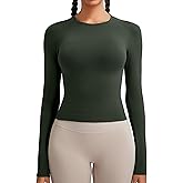 RUNNING GIRL Long Sleeve Yoga Shirts for Women, Soft Fitted Seamless Stretchy Casual Crew Neck Athletic Basic Shirt