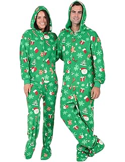 Footed Pajamas Adult Fleece Hoodie Drop Seat Onesie One Piece