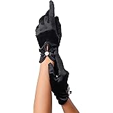 Sacina Goth Black Mesh Lace Bow Gloves, Gothic 1920s Y2k Lolita Vintage Costume Accessories