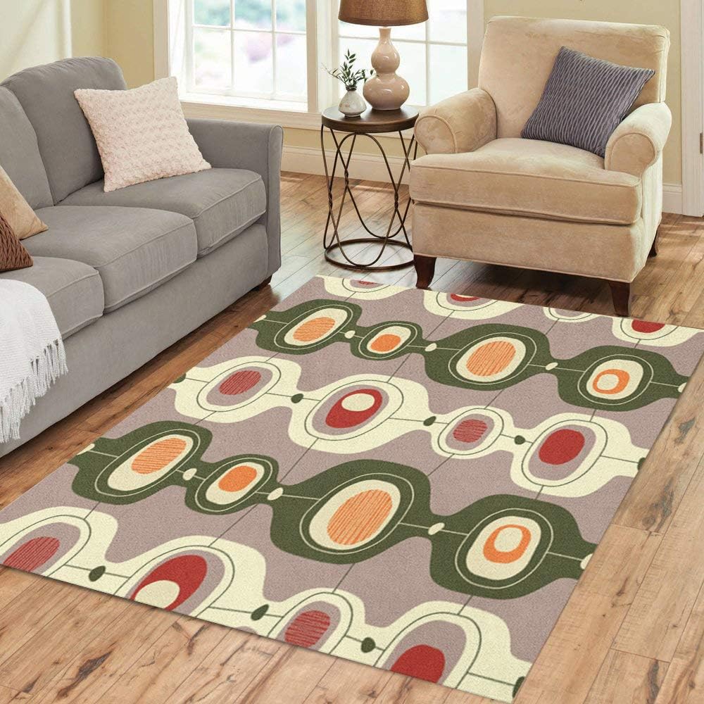 Amazon Com Pinbeam Area Rug Mid Vintage Pattern Century Modern