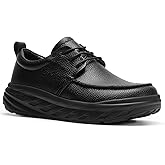 OrthoComfoot Men's Orthopedic Wide Leather Dress Walking Shoes: Diabetic Plantar Fasciitis Arch Support Comfortable Sneakers, Business Work Adjustable Fit Orthotic Casual Heel Foot Pain Relief Oxfords