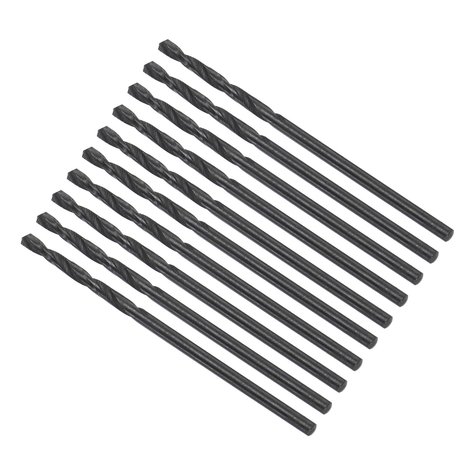 CoCud 6542 High Speed Steel Twist Drill Bits, 1.8mm Diameter 44mm Length, Black Oxide Straight Twist Jobber Drill Bit - (Applications: for Metal Woodwork Plastic Aluminum), 10-Pieces