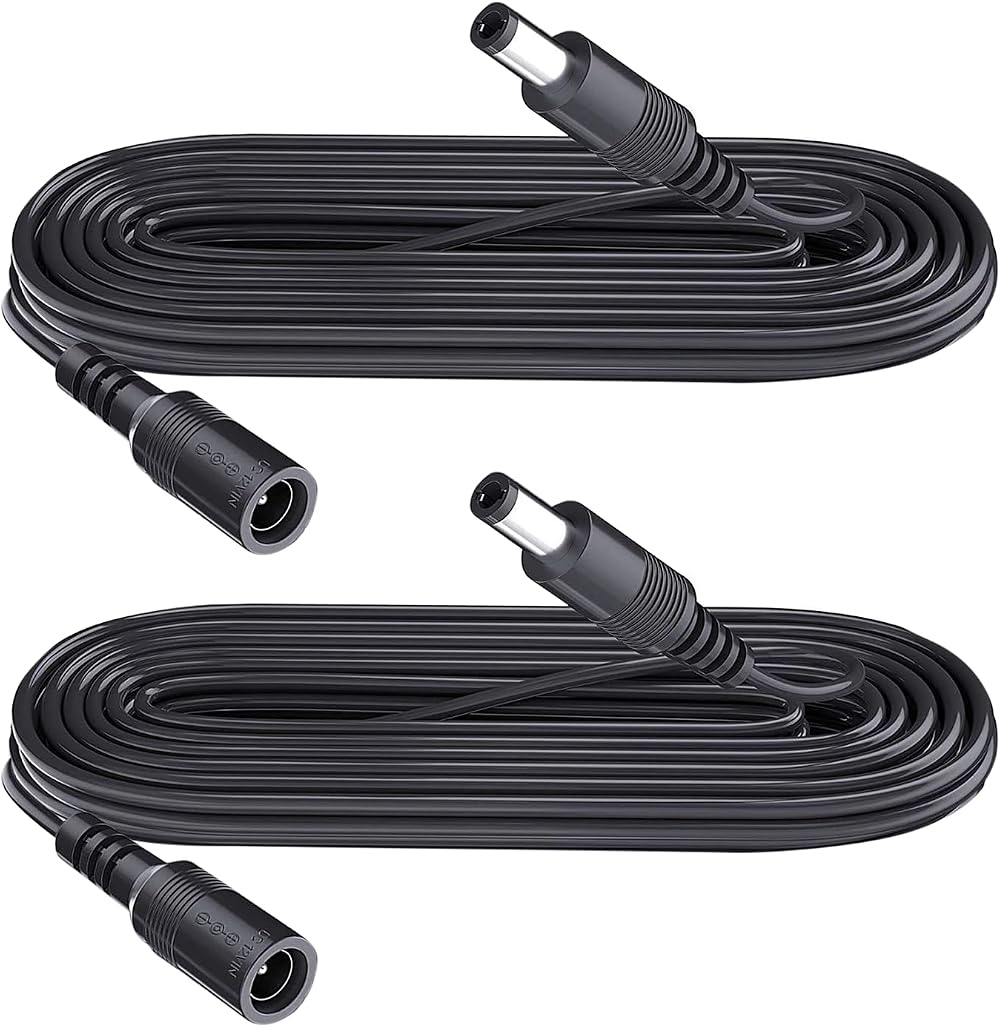 Security-01 2 Pack 2m DC Extension Cable 5.5x2.1mm 5V-24V for CCTV IR Printer