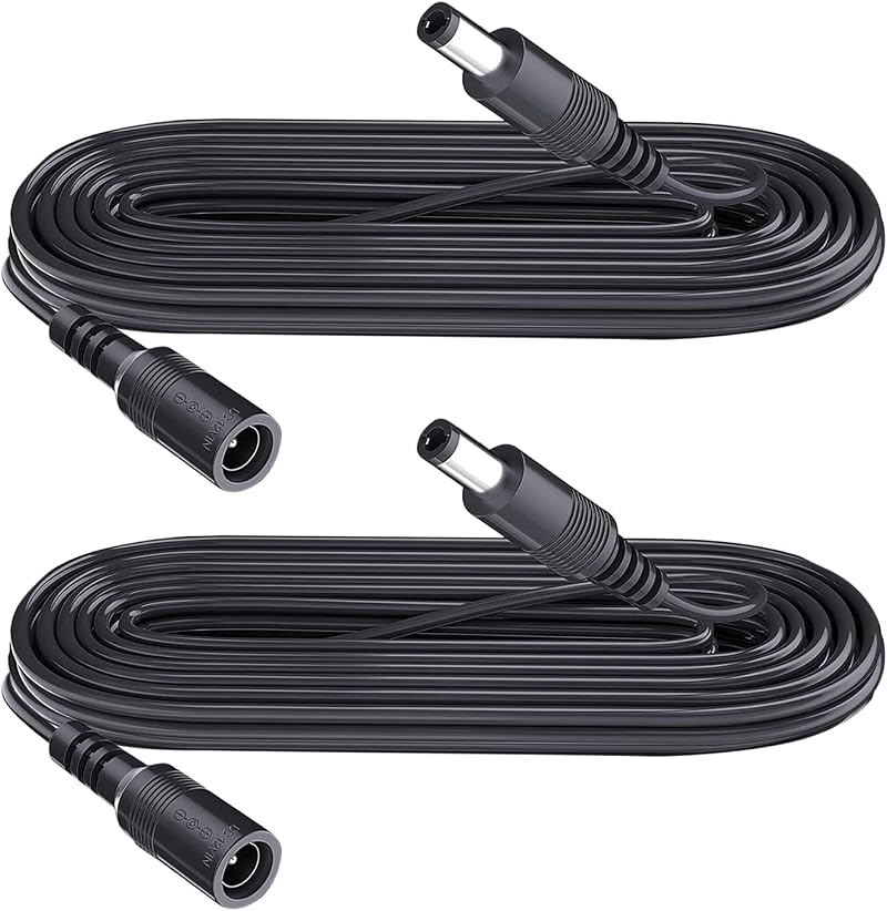 Security-01 2 Pack 2m DC Extension Cable 5.5x2.1mm 5V-24V for CCTV IR Printer