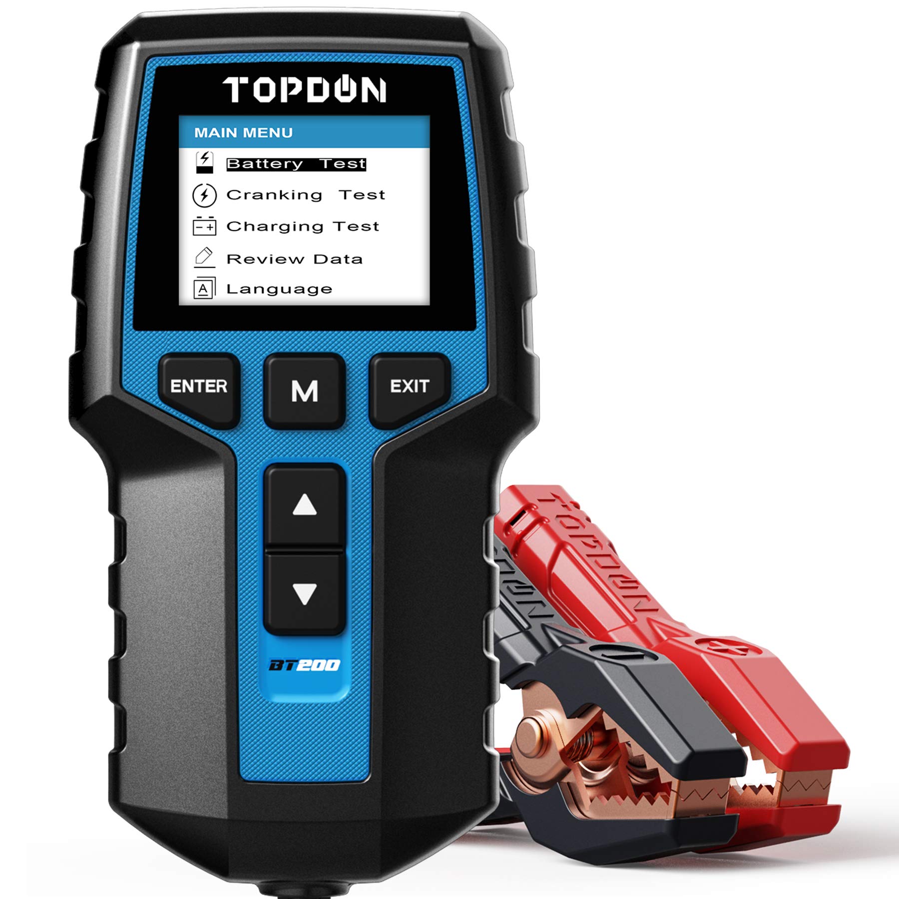 Topdon Car Battery Tester 12V 24V Load Tester, BT200 100-2000CCA Automotive Alternator Tester Digital Auto Battery Analyzer Charging Cranking System for Car Truck Motorcycle ATV SUV Boat Yacht