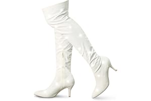 Allegra K Women's Glitter Pointed Toe Stiletto Heels Over the Knee High Boots