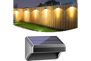 Bridika Solar Fence Lights - Warm White & White, Outdoor Wall & Step Lights, Waterproof for Backyard, Wall, Patio, Deck Railing, Stair (1 Pack)