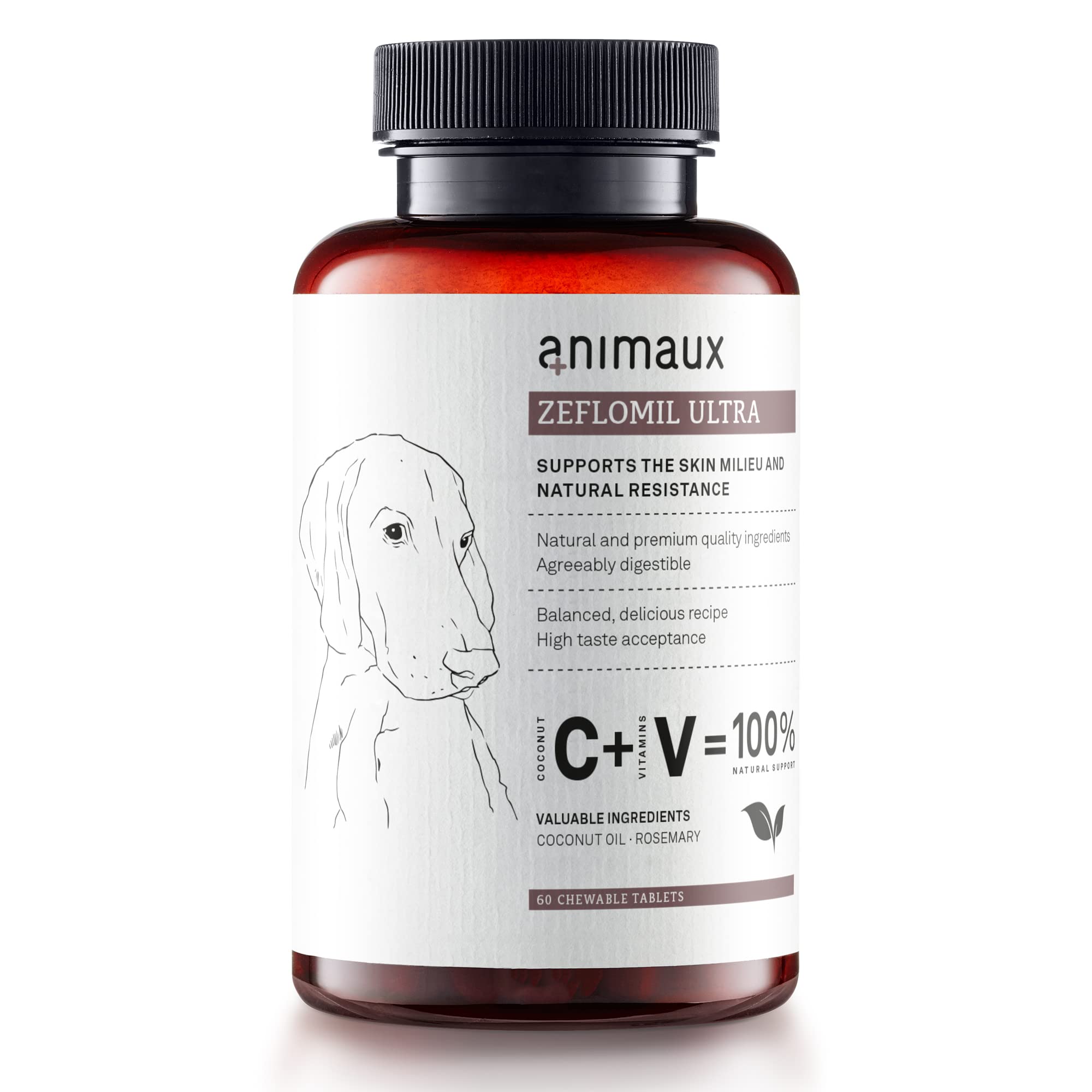 animaux Zeflomil Ultra – 60 chewable tablets – Supplement for dogs to support skin defense, with rosemary, wormwood & coconut oil to strengthen the immune system