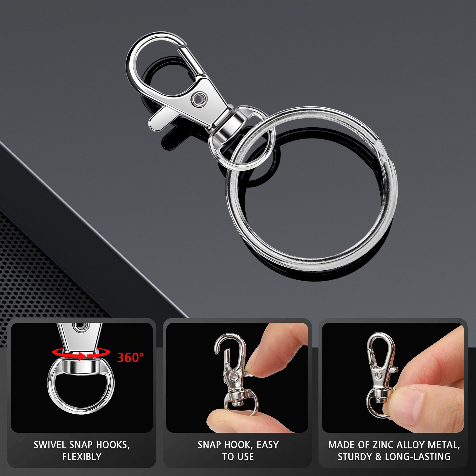 Bonison 50 PCS Keychain Making Kit with Lobster Claw Clasps & Key Rings – Keychain Clip with Key Ring Craft Supplies for DIY Keychains, Jewelry & Lanyard Projects