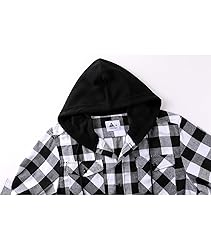ZITY Men's Flannel Hoodie Shirts Casual Button Down
