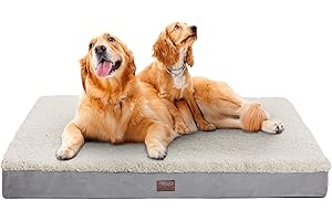 OhGeni Orthopedic Dog Beds for Large Dogs,Dog Bed with Plush Egg Foam Support and Non-Slip Bottom, Waterproof and Machine Washable Removable Pet Bed Cover
