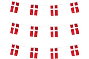 ZXvZYT Denmark Danish Flag Banner String,Small Mini Denmark Pennant flags,For Grand Opening,Olympics,National Sports Events,Party Festival Decorations(50 Feet 38 Flags)