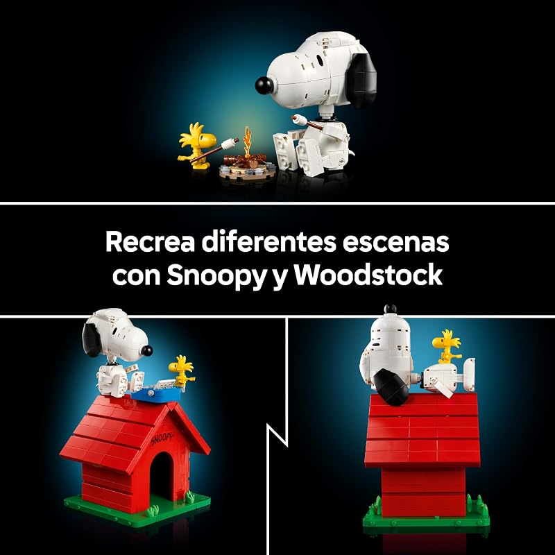 Ideias de Amendoins: Casa do Snoopy - Modelo de Casa para Adultos - Cão Snoopy e Figura de Pássaro Woodstock - Decoração na Prateleira - Presente para Mulheres e Homens Fãs de Banda Desenhada - 21368