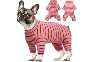 Kuoser Recovery Suit for Dogs Cats After Surgery, Long Sleeve Dog Surgery Recovery Suit, Dog Onesie for Abdominal Wounds Skin Disease, Anti-Licking Pet Surgical Snugly Suit (Red, XL)