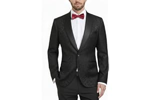 YND Men's Floral Tuxedo Suit Jacket, Slim Fit Paisley Blazer, Shawl Lapel with Bow Tie for Party Prom Wedding Dinner
