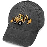 Cute Embroidery Excavator Toddler Kids Baseball Cap Adjustable Cotton Washed Vintage Dad Hat for Boys Girls Age 2-8