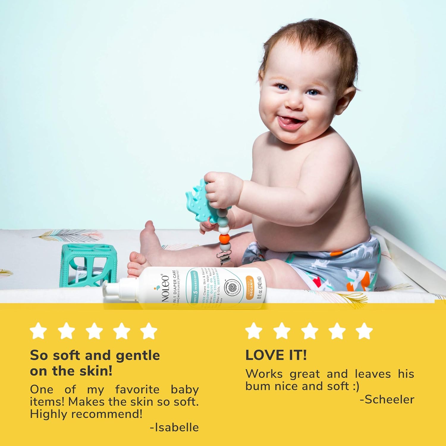 3 in 1 Certified Organic and EWG Verified Diaper Care, Baby Care Skin Cleanser, Rash Cream, Moisturizing Lotion - NOLEO (Baby Box): Health & Personal Care