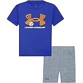 Under Armour Baby Boys' 2-piece Short Sleeve Graphic T-Shirt and Shorts Set, Lightweight & Breathable, Royal Tech Baseball, 18M