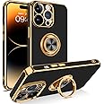 BENTOBEN for iPhone 14 Pro Max Case, Slim Lightweight 360° Ring Holder Kickstand Support Car Mount Shockproof Women Men Non-Slip Protective Case for iPhone 14 Pro Max 6.7", Black/Gold