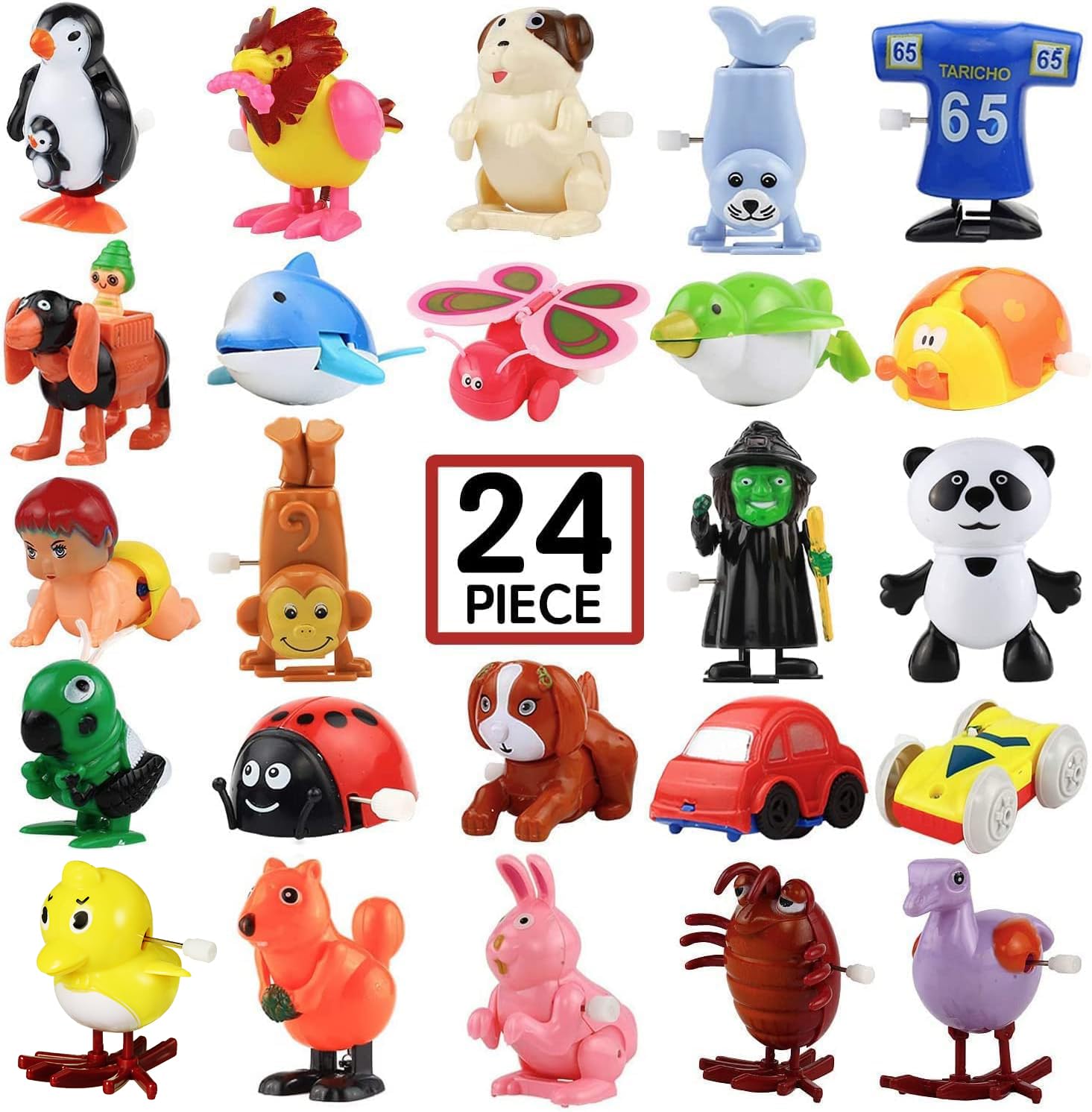 24 Pack Wind Up Toys for Boys Girls Kids, Mini Animal Toy Party Favors for Birthday Christmas Goody Bag Filler, Clockwork Toys for Pinata Filler Giveaway Carniva Prizes Classroom Incentive Reward