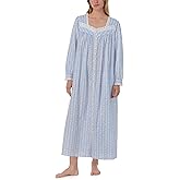 Lanz of Salzburg Women's Cotton Long Robe, Button Front, Long Sleeve, Soft & Lightweight Loungewear