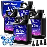 Honcaring UV Resin 1000g, Hard Type Clear Beginner-Friendly Kit, Upgraded Formula & Crystal Clear for Jewlery Making, Art Craft, 250g*4 Resin UV Kit for Earring, Pendant, DIY
