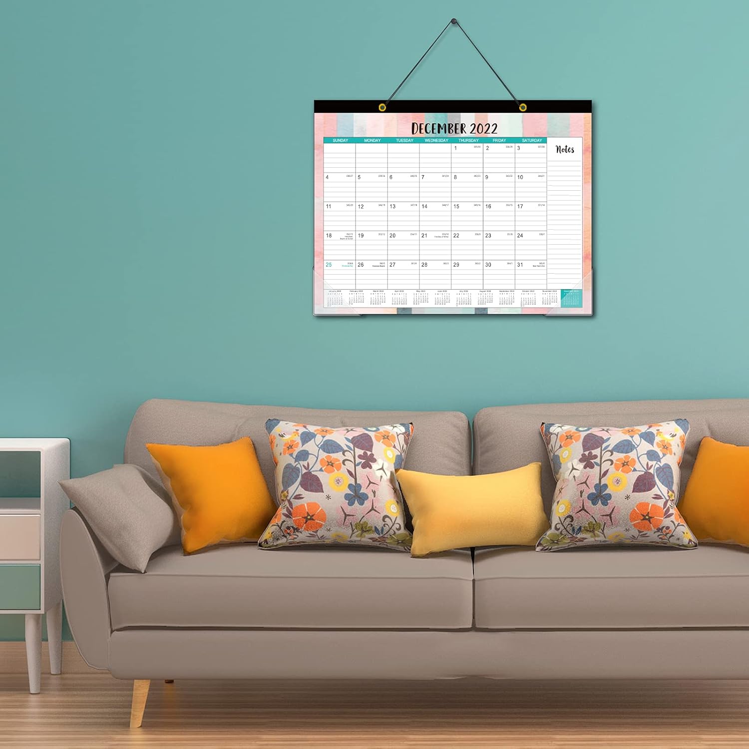 2021-2022 Desk Calendar - 18 Monthly Desk/Wall Calendar 2-in-1, 16.8" x 12", July 2021 - December 2022, Thick Paper with Corner Protectors, Large Ruled Blocks - Oil Painting : Office Products