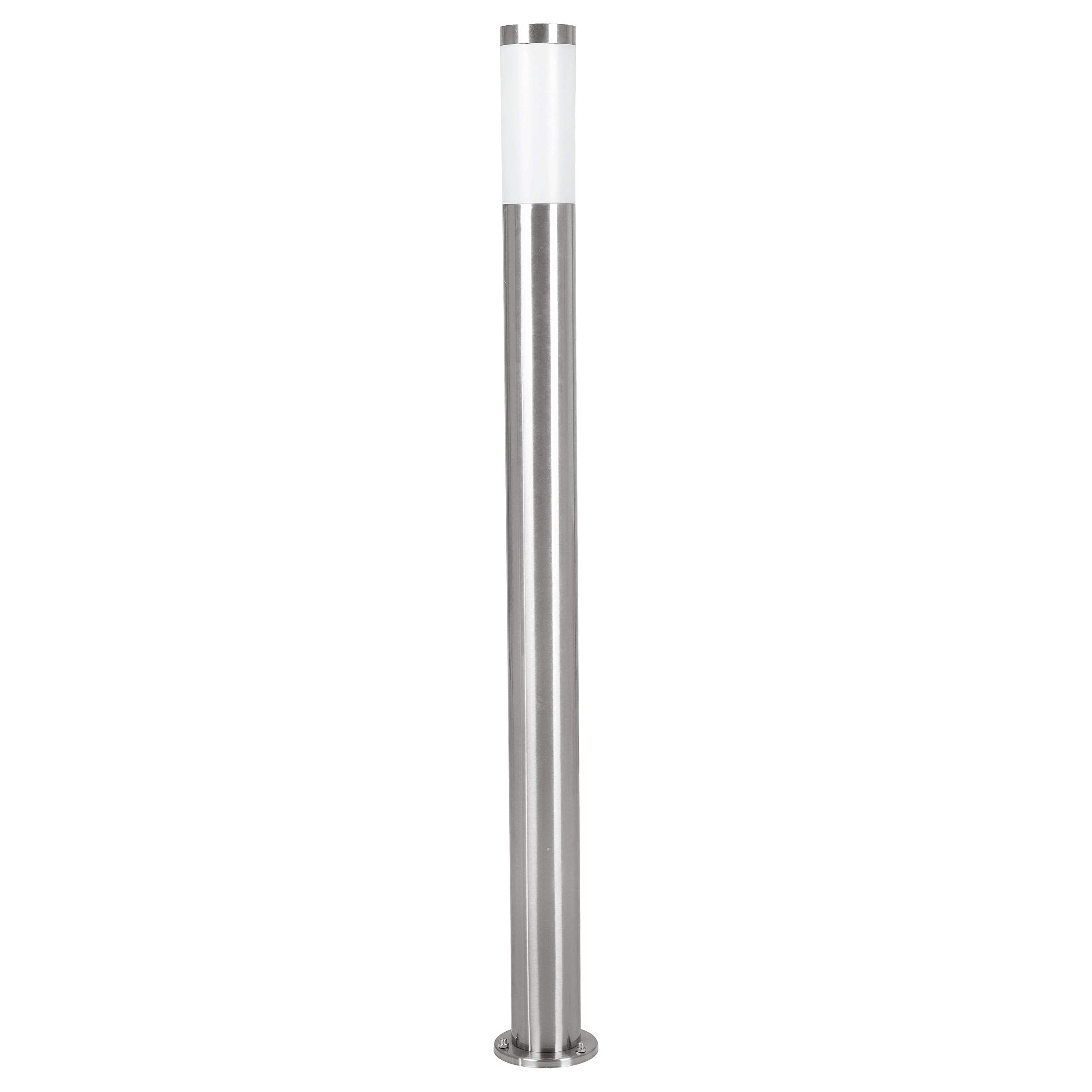 EGLO Outdoor lamp Post Helsinki, Outside Bollard Light, Electric Garden and Driveway Lighting Made of Stainless Steel and Plastic, Silver, White, E27 Socket, IP65