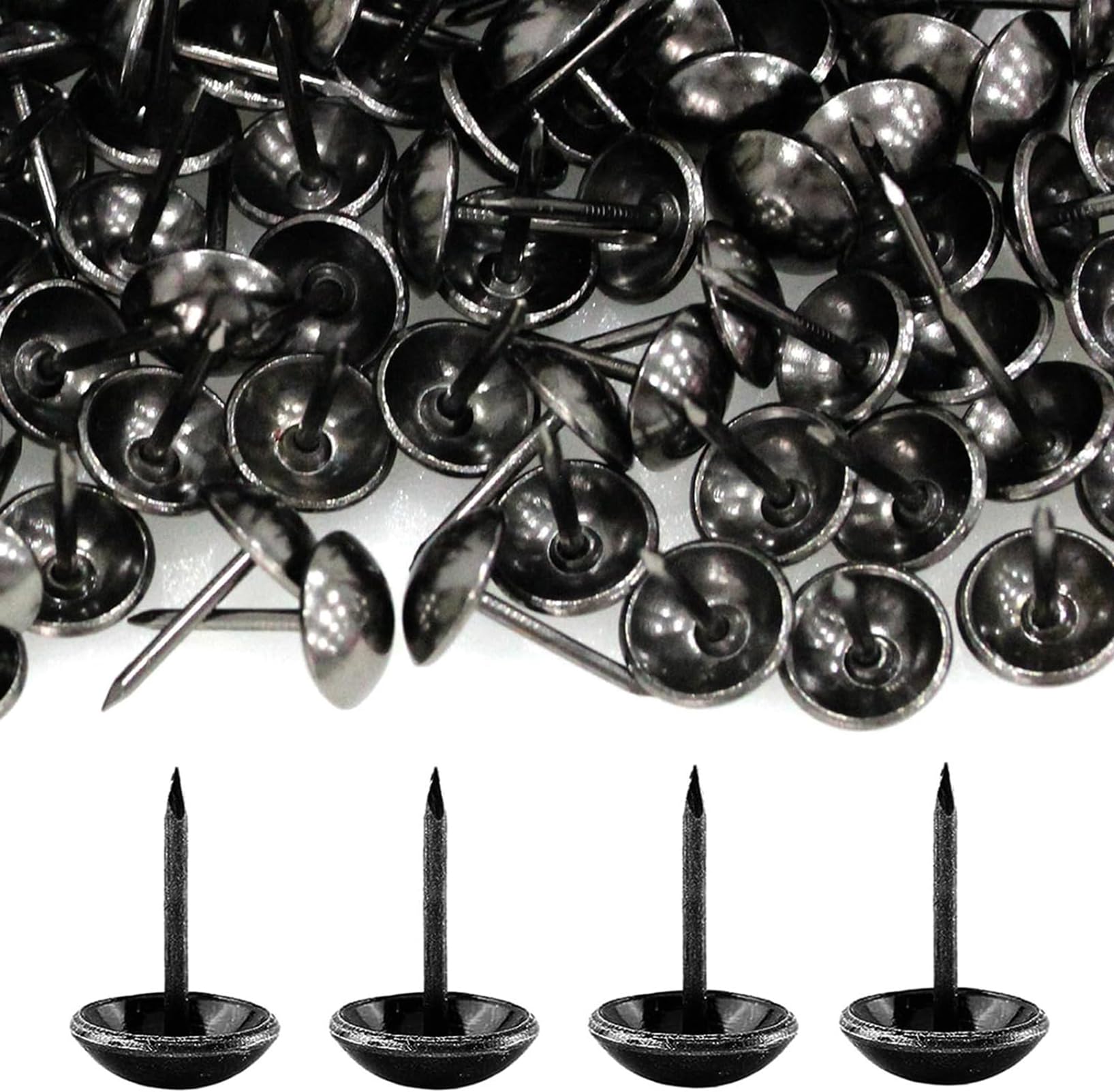 500 Pcs Upholstery Tacks, Black Decorative Thumb Tacks, Furniture Push Nail Pins, Antique Push Studs, Drawing Picture Chairs Carpet Nails Pins Studs(11 * 17mm)