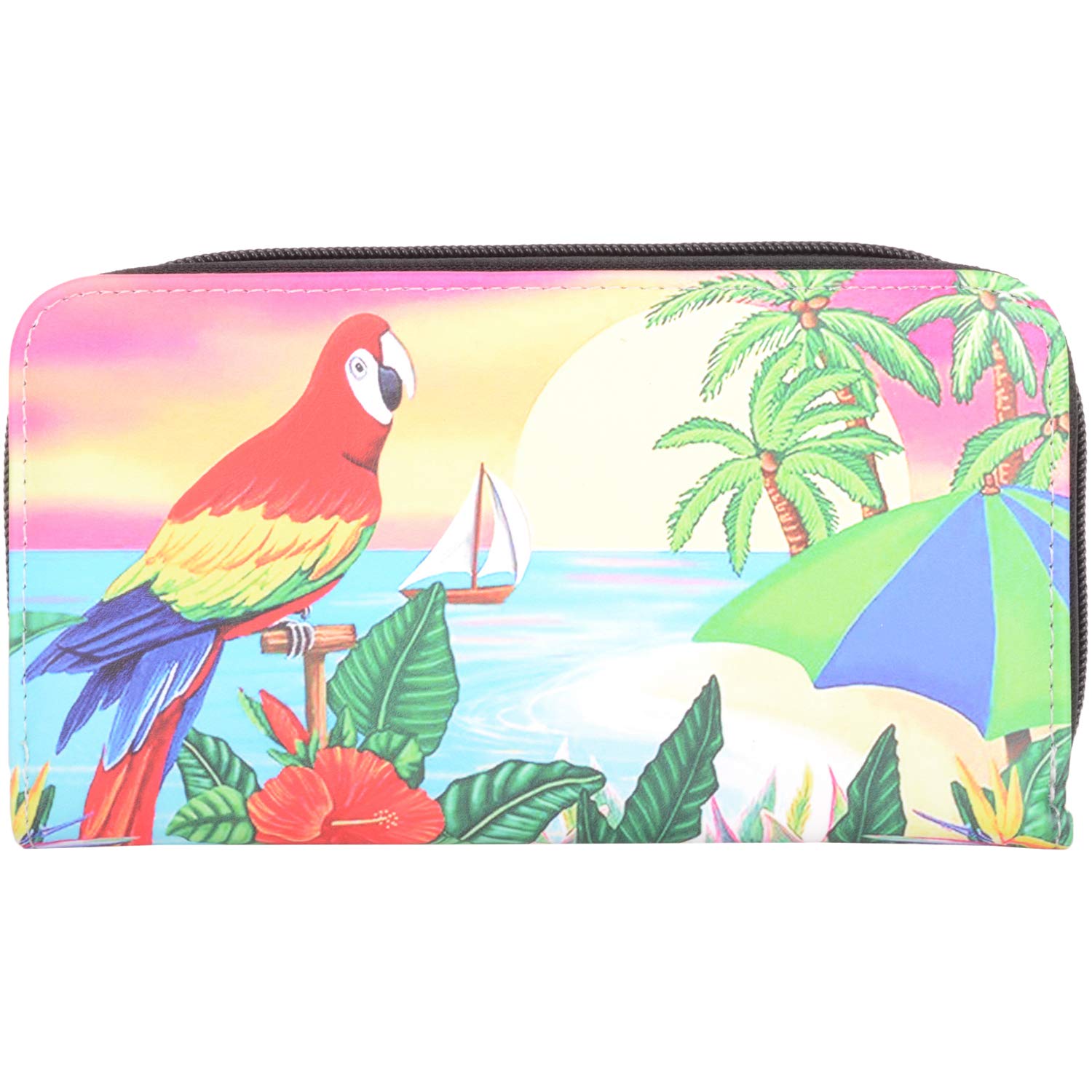 Valita Womens Large Faux Leather RFID Protected Money Credit Card Animal Purse - Parrot
