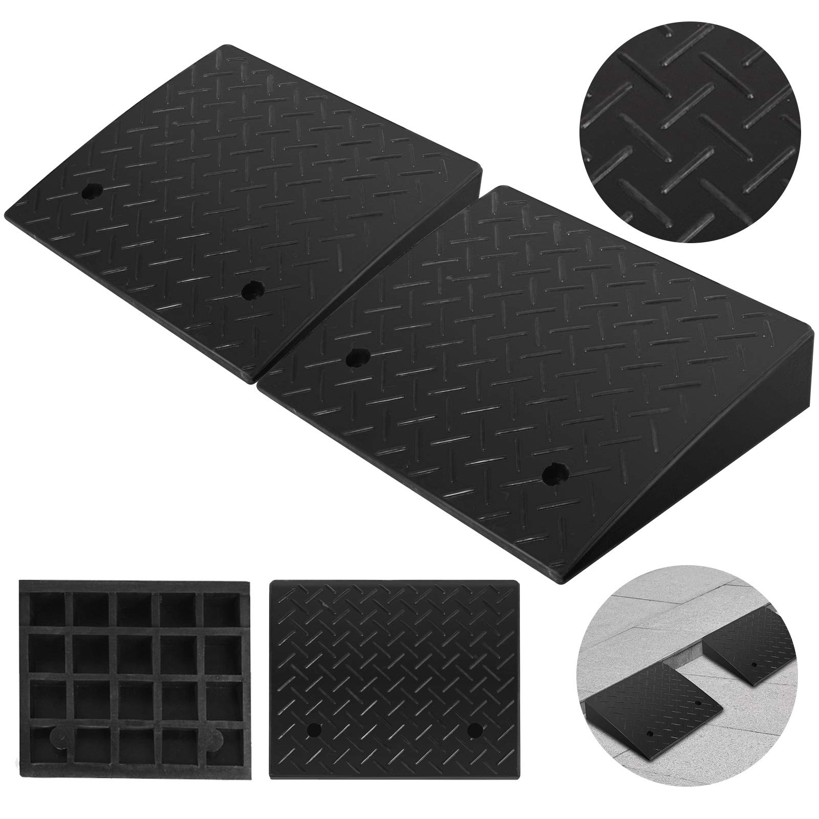Photo 1 of Mophorn Curb Ramp 4" Height 10" Width Rubber Curb Ramp Heavy Duty 5 Ton Car Ramps for Loading Dock Bike Mower Cart