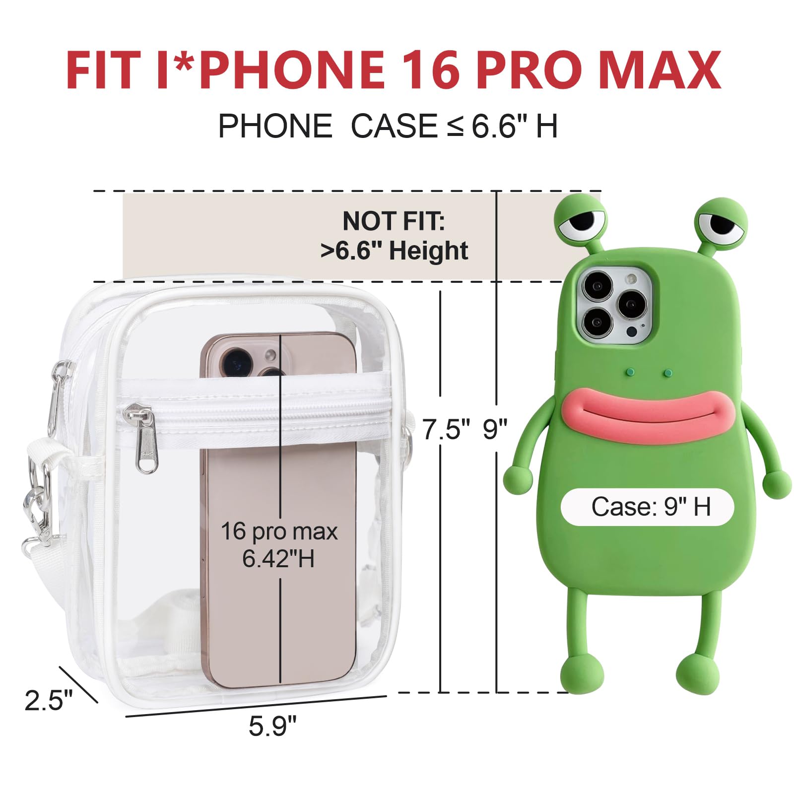 PACKISM Clear Bag for Stadium Events - Clear Purses for Women Stadium Crossbody Messenger Bag for Concerts Sporting Events