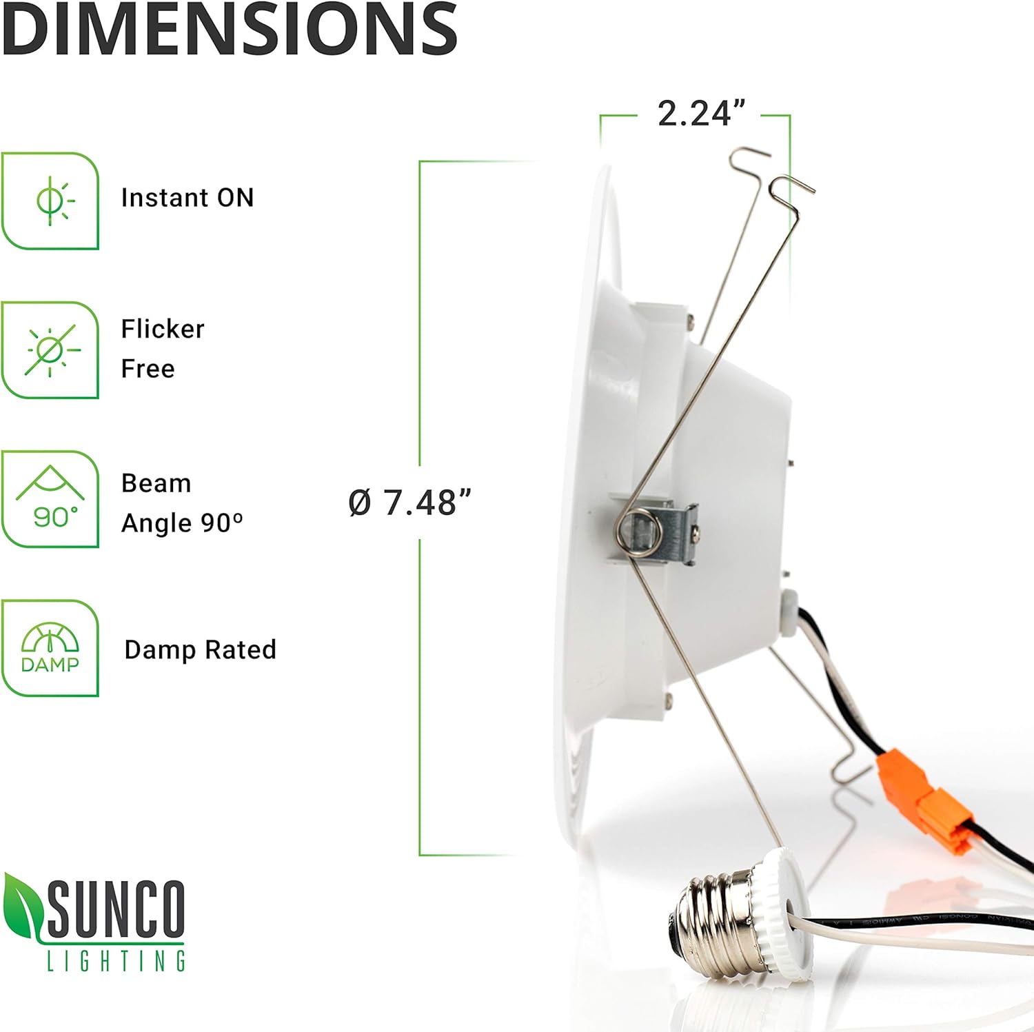 Sunco Lighting 4 Pack 5/6 Inch LED Recessed Downlight, Baffle Trim, Dimmable, 13W=75W, 3000K Warm White, 965 LM, Damp Rated, Simple Retrofit Installation - UL + Energy Star - - 