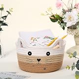 Zopeal Cat Basket Storage Woven Organizer with Ears 8.3x4.7 White Khaki view 3