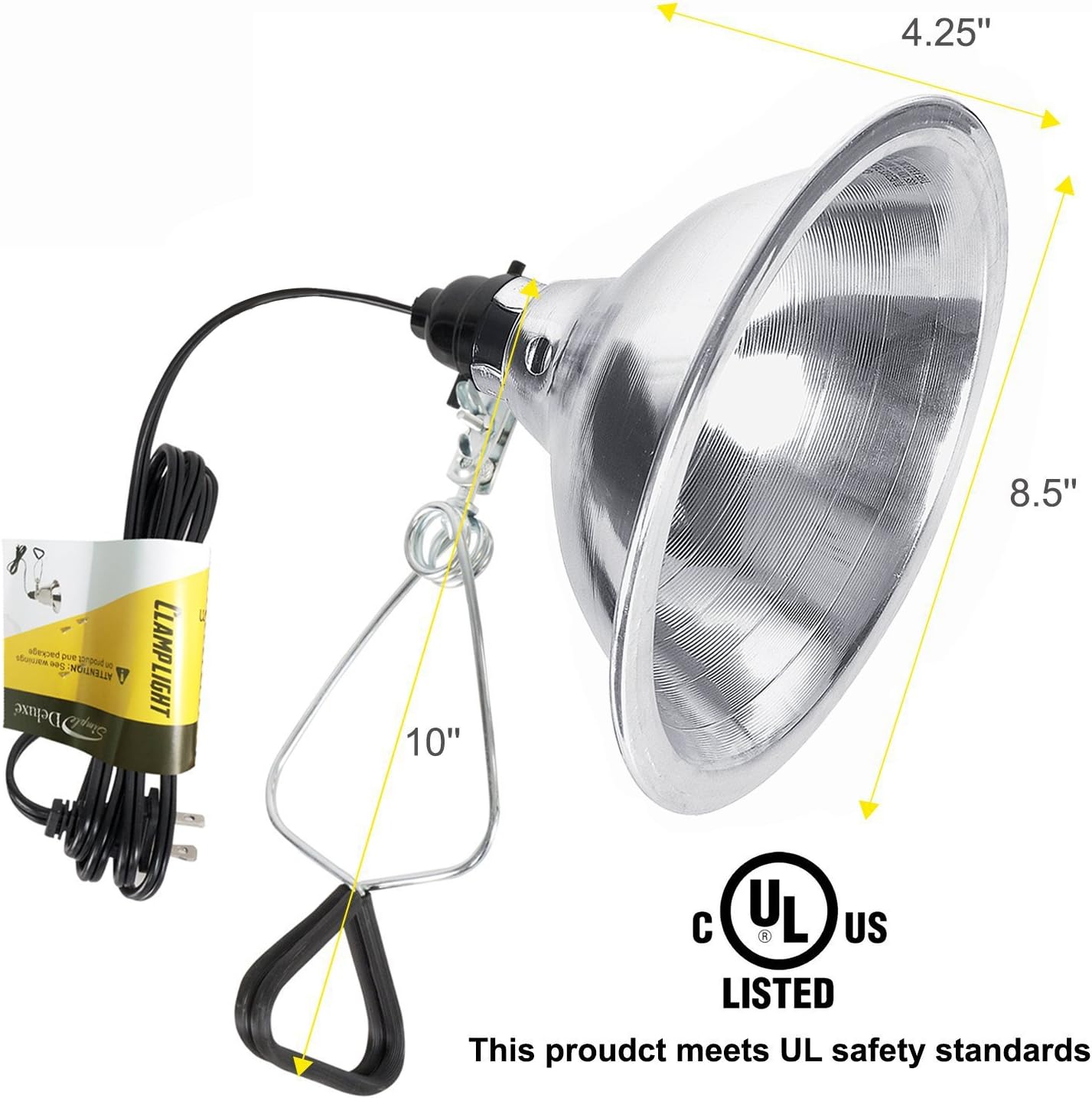 Simple Deluxe HIWKLTCLAMPLIGHTMX2 2-Pack Clamp Lamp Light with 8.5 Inch Aluminum Reflector up to 150 Watt E26 Socket (no Bulb Included) 6 Feet 18/2 SPT-2 Cord, Silver : Garden & Outdoor