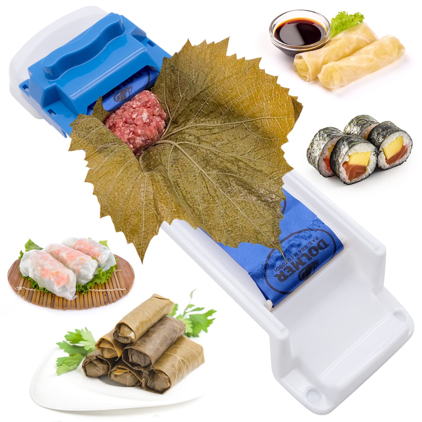 JJQHYC Grape Leaves Rolling Machine Yaprak Sarma Maker Stuffed Vine Leaves Rolling Tool Cabbage Leaves Meat Roller Spring Roll Machine Kitchen Vine Leaf Roller