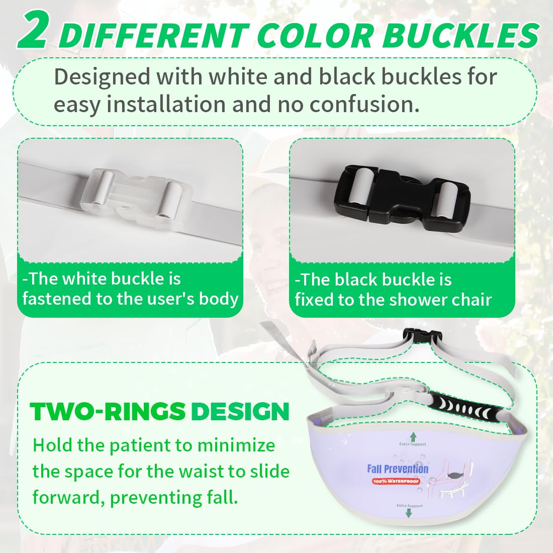 Condition photo showing New/Like New for ez assistive & ehucon elderly shower chair seat non-slip belt, universal bath bench buckle strap nur