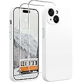 AOTESIER Compatible with iPhone 14 Case, Upgraded Liquid Silicone with [Camera Protection][2 Screen Protectors], Soft Anti-Scratch Microfiber Lining Phone Case iPhone 14, 6.1 inch, White