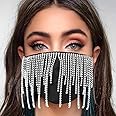 Urieo Sparkly Rhinestone Mesh Masks Black Crystal Face Masquerade Mask Halloween Party Nightclub Rave Festival for Women