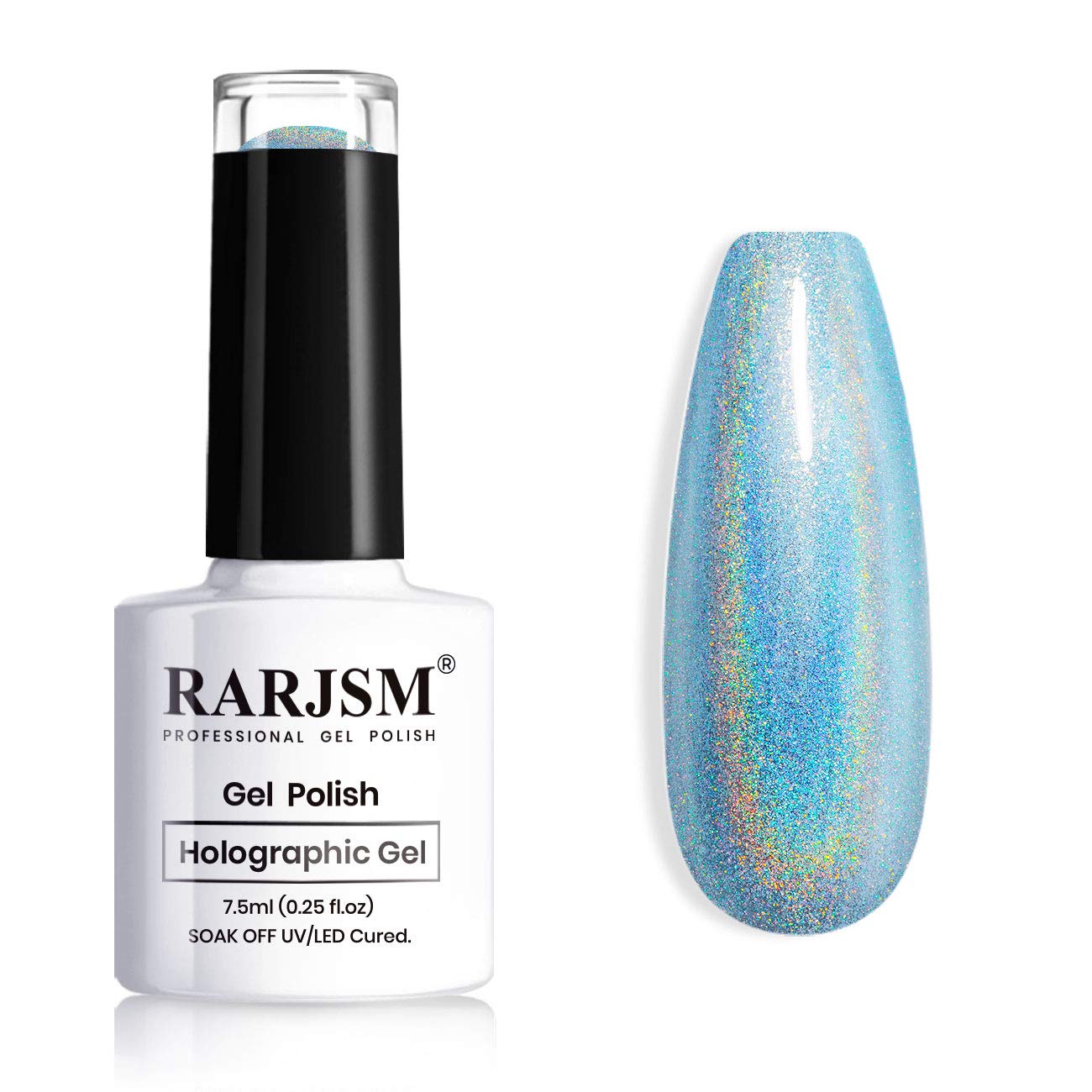 RARJSM Holographic Nail Polish Blue Glitter Nail Polish Nail Lamp Required with Glossy Effect for Salon and Home DIY Nail Art Design RAR78