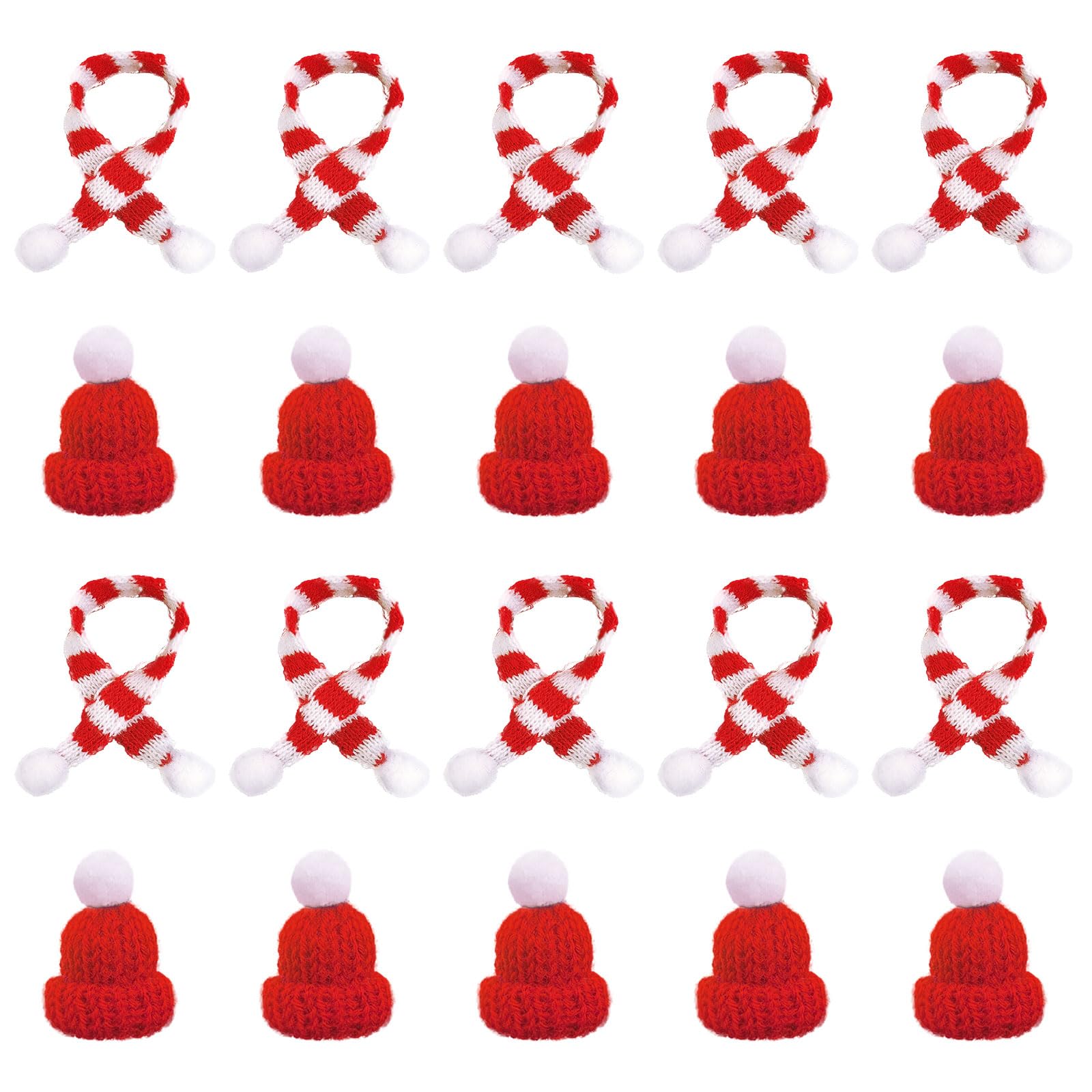 SKHAOVS 20PCS Mini Santa Hat Set, Mini Christmas Decoration, Finger Hat, Lollipop Snowman Gift Decoration For Christmas Party
