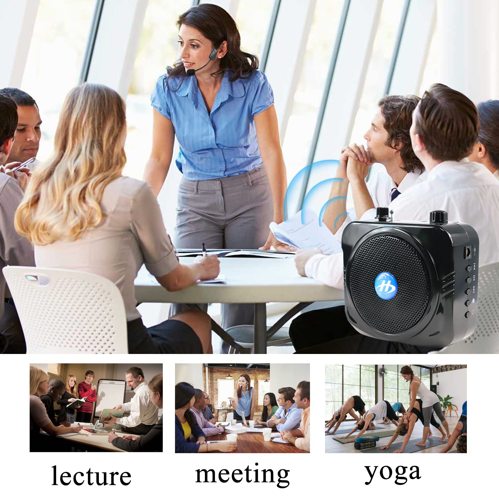 Voice Amplifier with 2.4G Wireless Microphone Headset, 2200mAh Large Capacity Portable Rechargeable Mini PA System, Personal Voice Amplifier for Teachers, Fitness, Yoga, Tour Guide, Outdoors