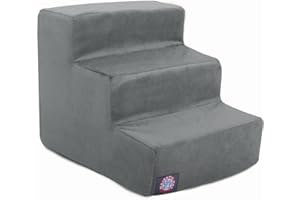 Majestic Pet 3 Step Portable Dog Stairs for Small Dogs to get on Bed Supports 25 lbs or Less – Dog Steps for High Bed with Machine Washable Cover – Pet Stairs for Cats Suede Rust