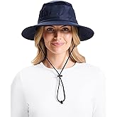 Solbari Everyday Broad Brim Sun Hat with Pocket UPF50+ Uv Protection, Sun Protective Hat for Women Navy Small