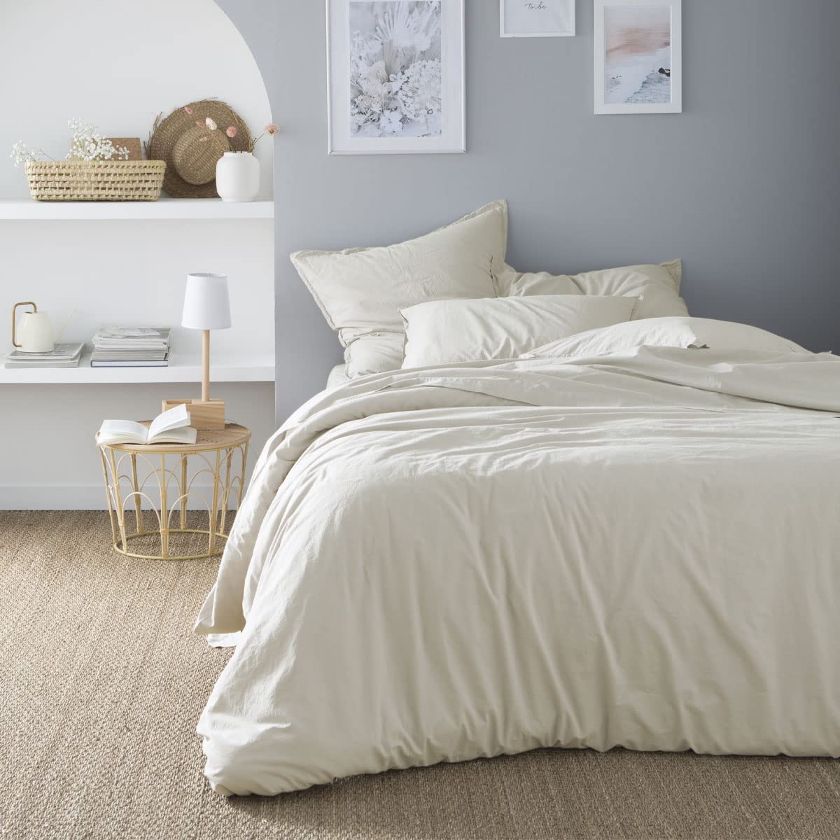 Soft Line Washed Cotton Duvet Cover 200 x 200 cm Made in France — image 1